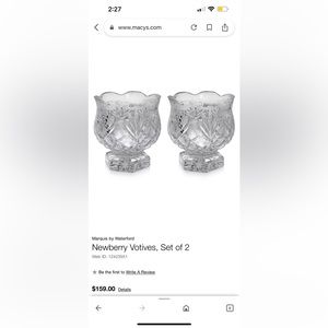 Marquis by Waterford
Newberry Votives, Set of 2